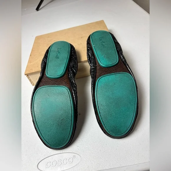 Tieks By Gavrieli Black Obsidian Croc Patent Leather Ballet Flats Women's Size 8 - Picture 4 of 13